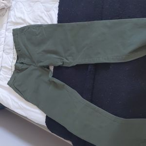 Green khaki pants slim fit